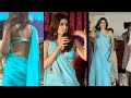 Kriti Sanon Cute Blue Saree Bhediya Promotion Thumkeshwari Song Review Vertical Songs 4K