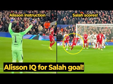 Alisson helped set up the wall before Mo Salah took the free kick goal vs Qarabag last night