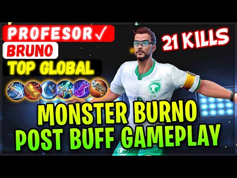 Monster Bruno Post Buff Gameplay [ Top Global Bruno ] P R O F E S O R ✓ - Mobile Legends Build
