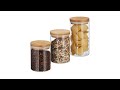 Jeu de 3 pots de stockage diff. tailles Marron - Bambou - Verre - Matière plastique - 10 x 18 x 10 cm