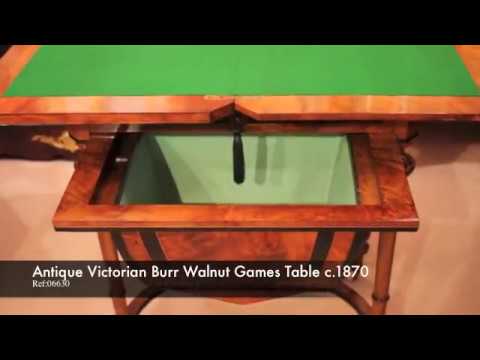 Antique Victorian Burr Walnut Games Work Table c.1870