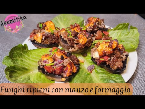 Funghi ripieni con manzo e formaggio - Ricetta keto