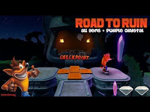 Crash Bandicoot 2 N. Sane Trilogy : Gameplay #21 (Road To Ruin) - All Gems (Purple/White x2)