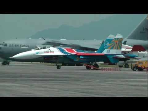 RusAF Russian Knights Su-27 Engine Start - Taxi Out LIMA2013