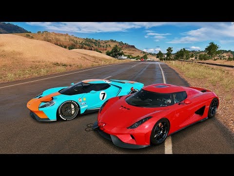 RACHA DE KOENIGSEGG REGERA DE 1800CV VS FORD GT 2017 COM 1700CV EM GOLIAS - FORZA HORIZON 3 GOPRO