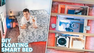 I Built a Floating King Bed: FILLED WITH TECH!