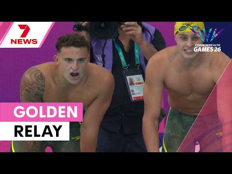 Australia dominates men's relay in Glasgow | 7NEWS