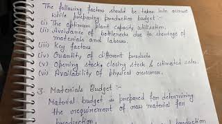 Production Budget and Material Budget || Types of Budget