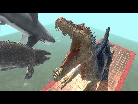 SPINOSAURUS Eats Feeds Slow Motion (Aquatics) - Animal Revolt Battle Simulator