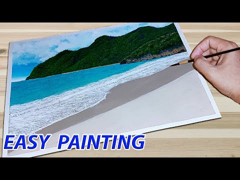 Easy Seascape Painting Tutorial for Beginners | Acrylic Painting for Beginners | STEP by STEP