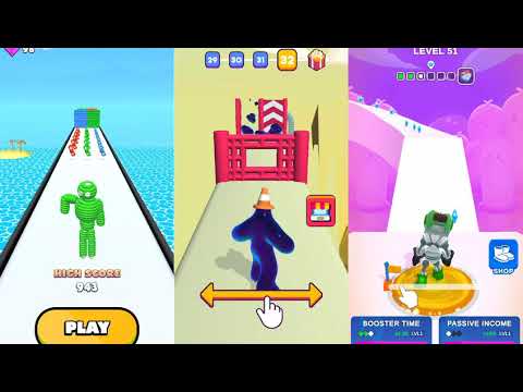 Rope Man -vs- Blob Runner 3D -vs- Pixel Rush || Compare Gameplay || Android iOS