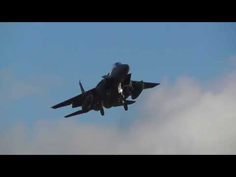 F15 fighter Jet lands at RAF Lakenheath UK 15dec25 1246p
