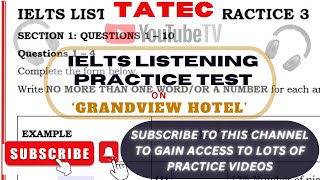 LISTENING TEST - GRANDVIEW HOTEL (Real/Actual IELTS Listening Practice Test 2024