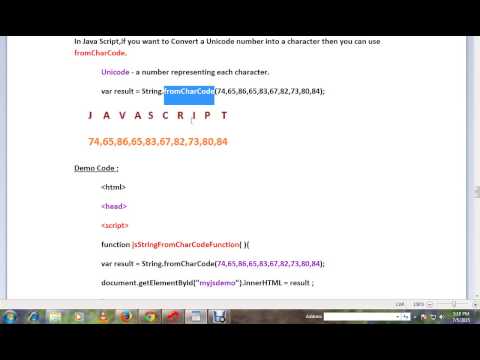 Strings Fromcharcode Method In Java Script Demo