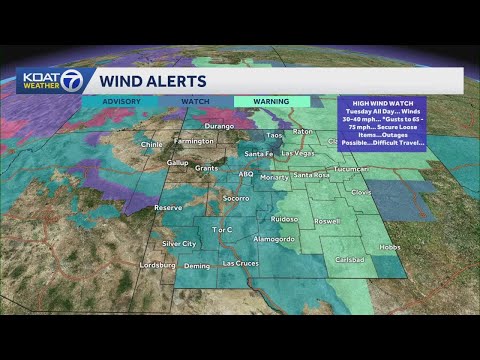 Wind advisories and High wind warnings issued in New Mexico for Tuesday
