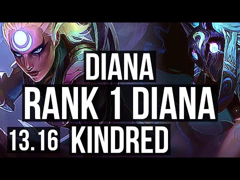 DIANA vs KINDRED (JNG) | Rank 1 Diana, 5/0/7, Rank 26 | NA Challenger | 13.16