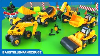 Baustellenfahrzeuge 6 in 1 Spielzeug Set für Kinder Video auf deutsch - Bagger, Betonmischer
