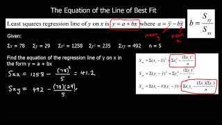 The Equation of the Line of Best Fit