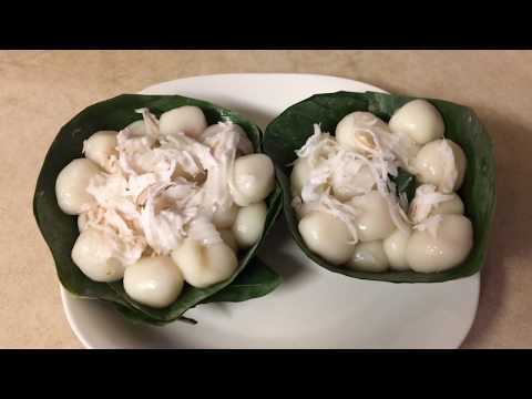 How to make sweet rice balls with palm sugar filling (Nom pler ai)
