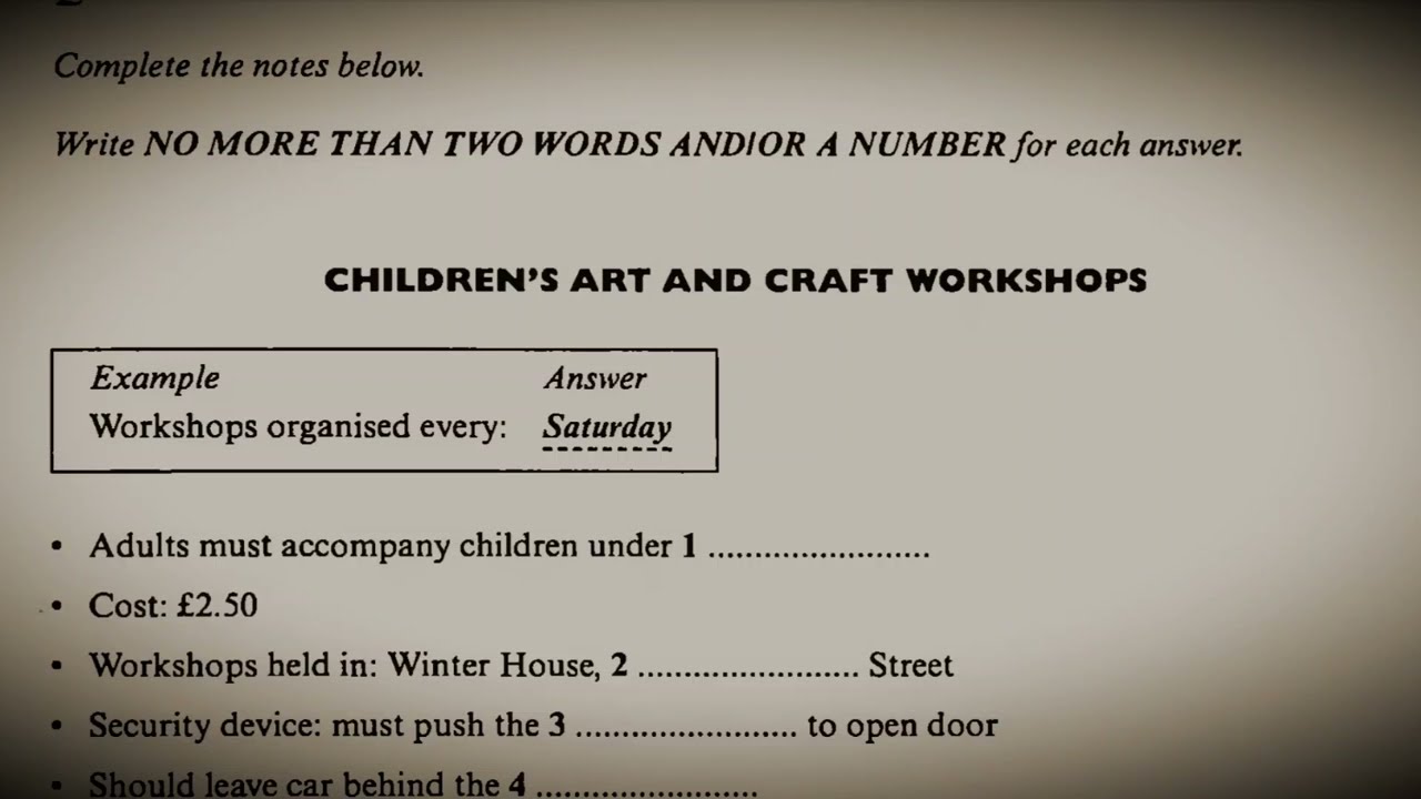 Children Art and Craft Workshops Ielts Listening practice test | HD AUDIO | 1080p |