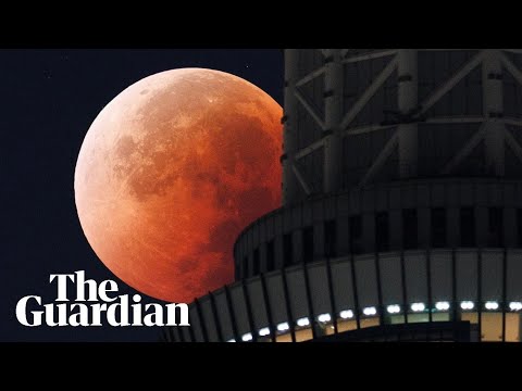 Blood moon and lunar eclipse shines around the world