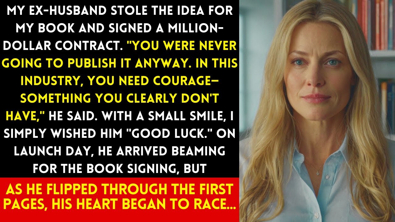 MY EX HUSBAND STOLE MY BOOK IDEA. AT LAUNCH, HIS HEART RACED AS HE READ THE FIRST PAGES