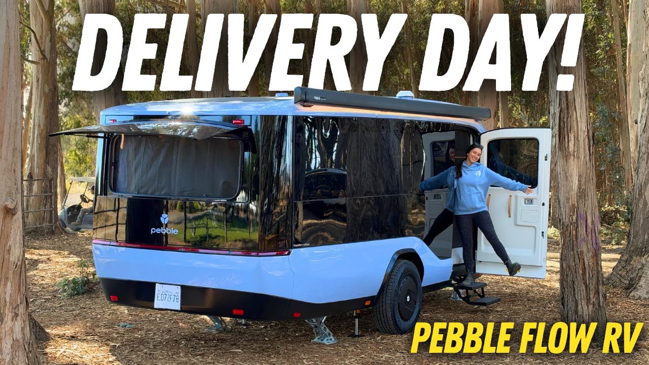 Pebble Flow electric travel trailer at delivery