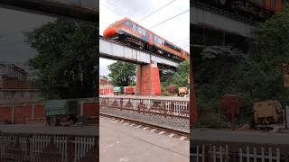 Orange Vande Bharat Express 🔥full speed 🚄🚦#shorts #travel #trending  #vandebharatexpress
