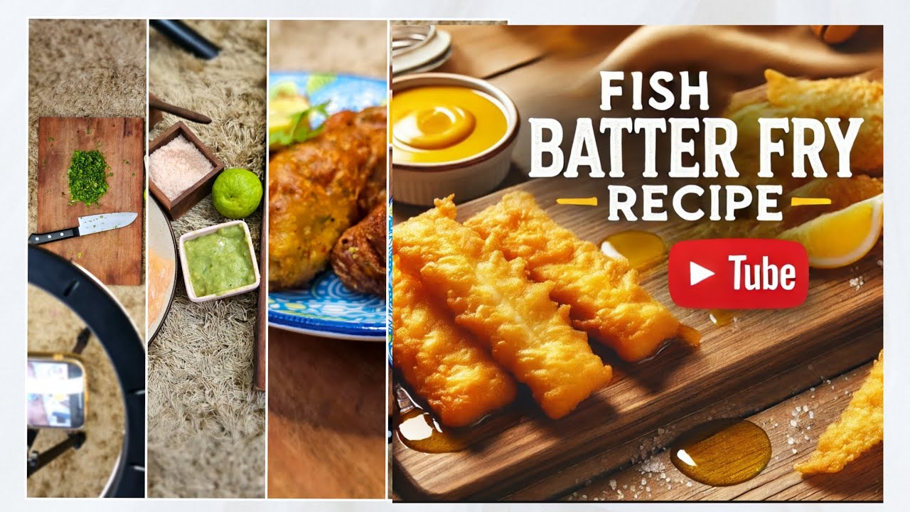 Crispy and golden fish batter fry, perfect for any meal! Serve with sauce, lemon wedges, and enjoy!!