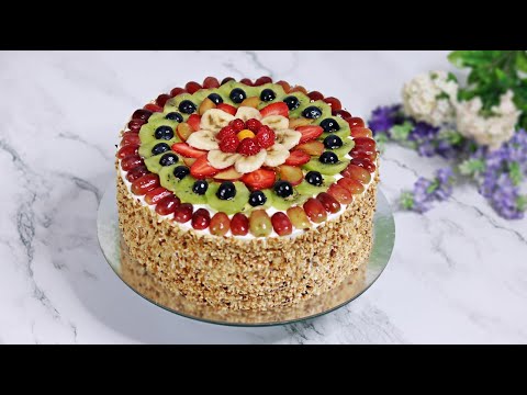 FRUIT CAKE WITH VANILLA CREAM -  WITHOUT GELATIN - MOTHER'S DAY CAKE