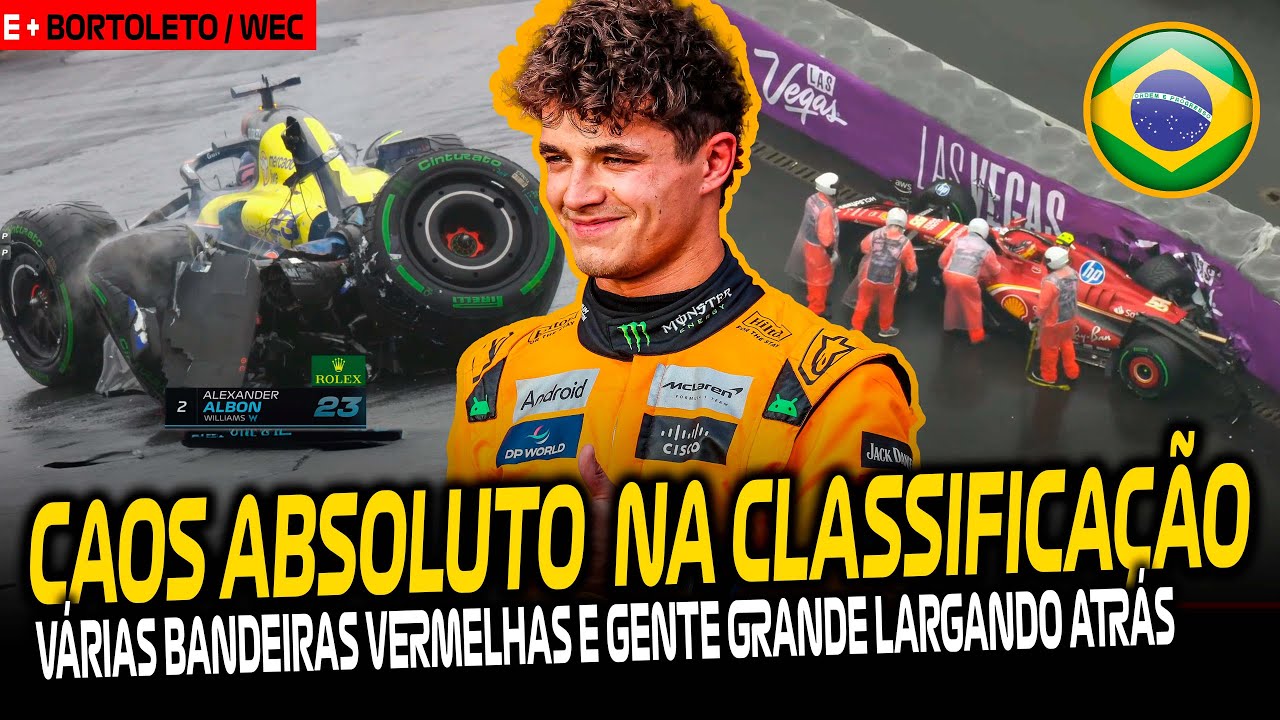 CLASSIFICAÇÃO GP BRASIL: CAOS TOMA CONTA DE INTERLAGOS E LANDO NORRIS SAI NA POLE, MAX É 17º