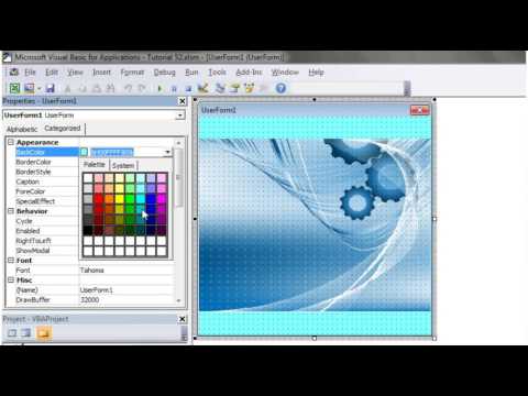 Excel 2010 VBA Tutorial 52   Userforms   Backgrounds and Images