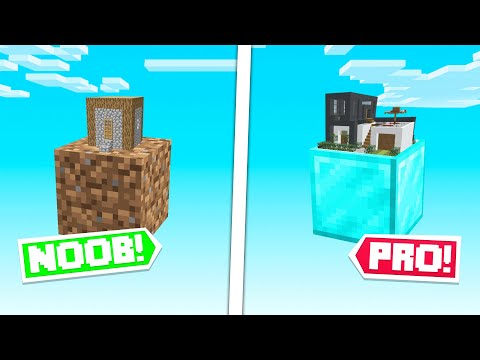 NOOB Vs PRO One Block BUILD CHALLENGE! (Minecraft SkyBlock)