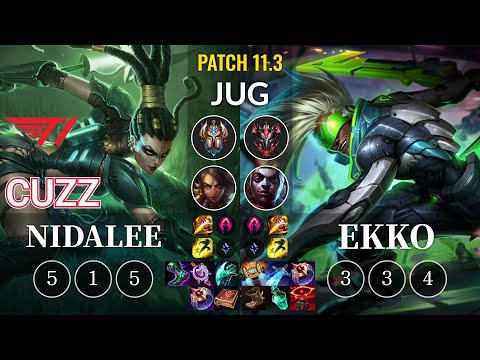 T1 Cuzz Nidalee vs Ekko Jungle - KR Patch 11.3