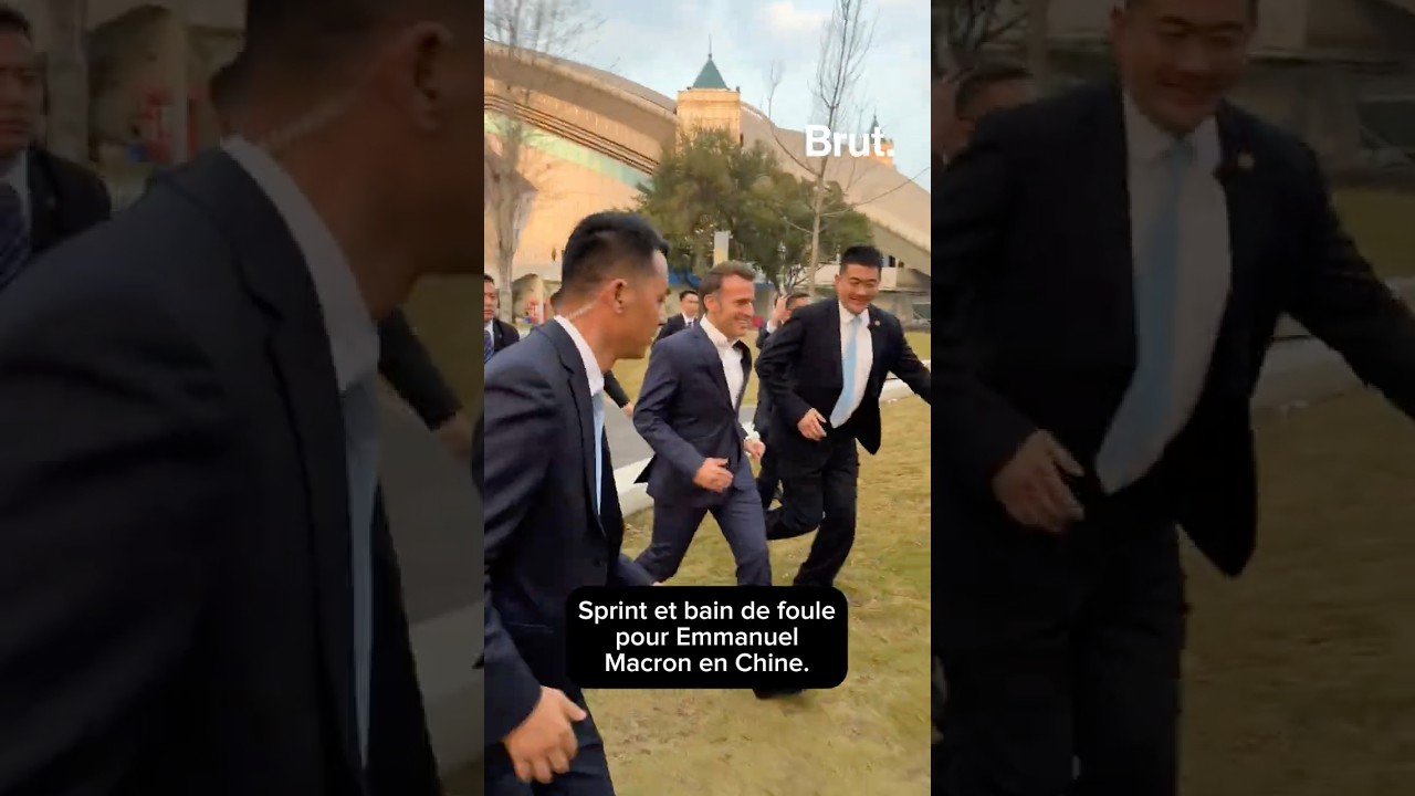 Sprint et bain de foule pour Emmanuel Macron.