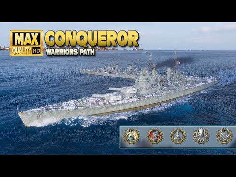 Battleship Conqueror on map Warrior´s Path - World of Warships