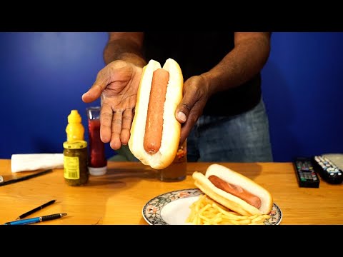 Eating Two Nathan's Colossal Beef Franks