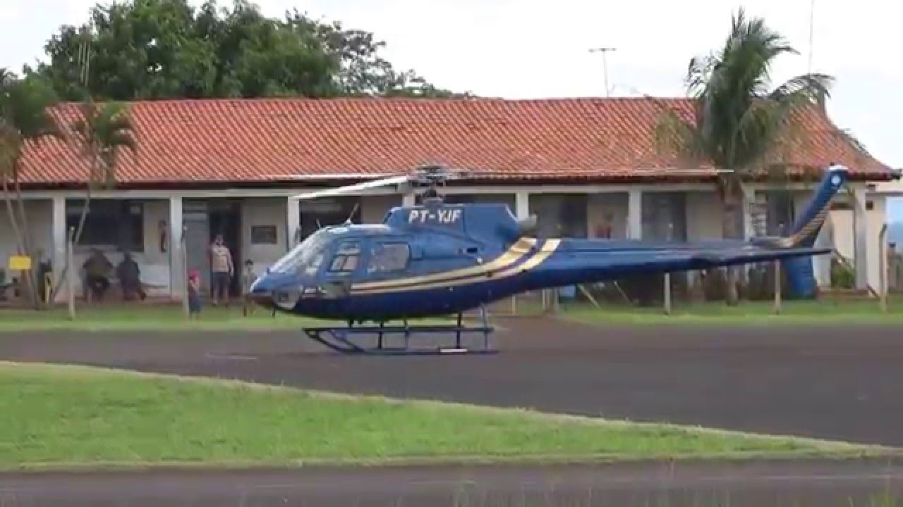 POUSO E DECOLAGEM HELICOPTERO ESQUILO PT-YJF EM ITUIUTABA MG