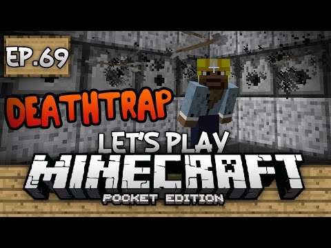 Survival Let's Play Ep. 69 - REDSTONE DEATH-TRAP MACHINEGUN!!! - Minecraft PE (Pocket Edition)
