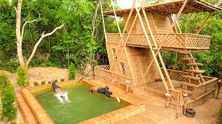 How We Complete Swimming Pools In front Bamboo House Villa