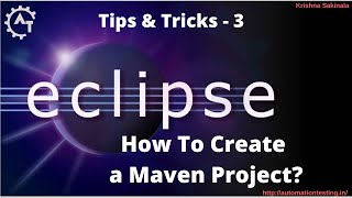 3. How to create a Maven Project in Eclipse | Java Maven Project | Eclipse Tutorial