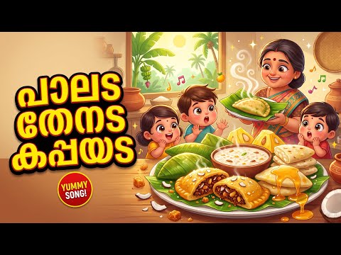 പാലട തേനട കപ്പയട | അടയെന്നുള്ളൊരു പലഹാരം | Malayalam Kids Song | നാടൻ പലഹാരങ്ങൾ | 3D Animation