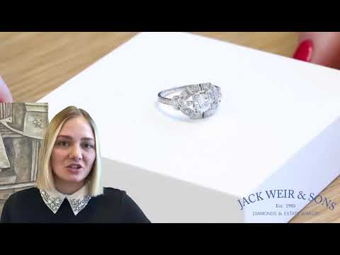 Art Deco Old European Cut Diamond Platinum Engagement Ring