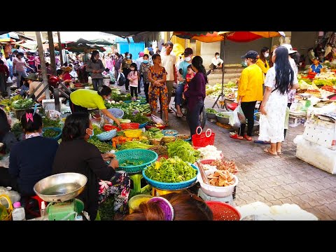 Asian Street Food - Fresh Morning Foods For Sales At Boeung Trabaek Market
