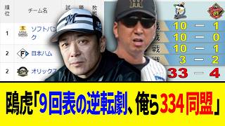 【4月10日】最新パリーグ順位表 ～鴎虎「9回表の逆転劇、俺ら334同盟」～