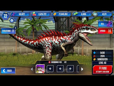 INDOMINUS REX MAX LEVEL 40 - Jurassic World The Game - (iOS, Android) Gameplay