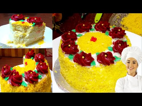 Beautiful Birthday Cake with Homemade Butter Cream | Without Oven Cake Recipe by Sumble ka kitchen