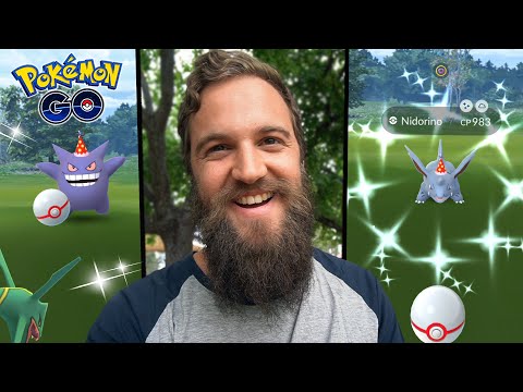 40+ SHINY CHECKS! | Nidorino + Gengar Shiny Hat Raid Day (100% IV & More) - Pokemon Go