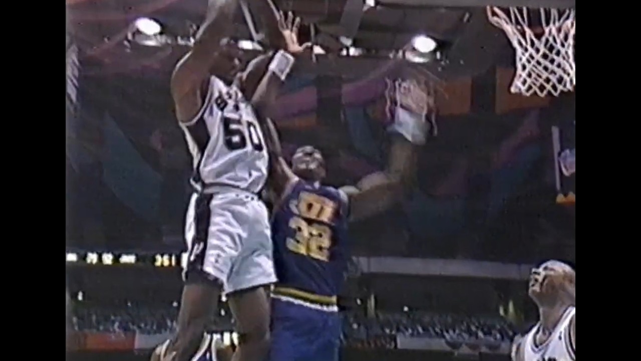 David Robinson Rises HIGH Over Karl Malone for the Rebound & Reverse Dunk
