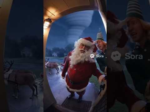 Santa and Elf Get Sucked Into a Tornado! 🌪️#Santa #Tornado #Viral #FunnyVideo #Shorts